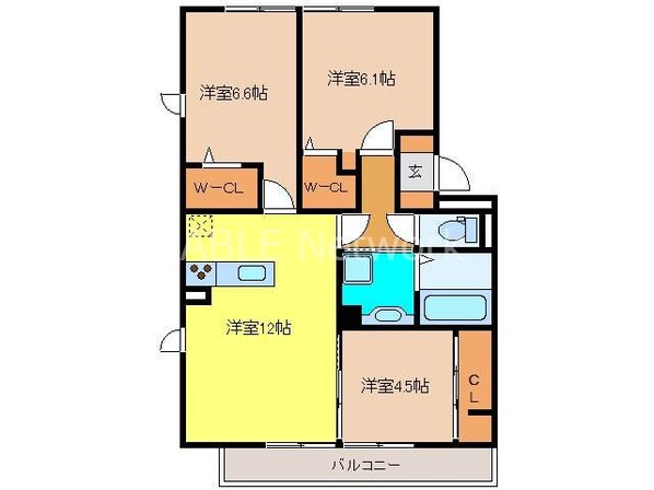 ウエストコート古賀Ⅱの物件間取画像